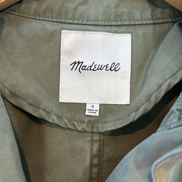 Madewell Olive Green Passage Military Zip Up Utility Button Jacket Coat size S - Picture 6 of 10